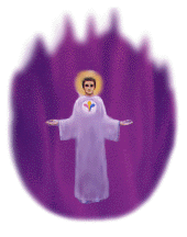 man saturated in violet flame